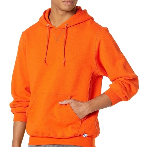 Unisex Orange Dri-Power Fleece Hoodies Cotton Blend Relaxed Fit - Picture 3 of 3